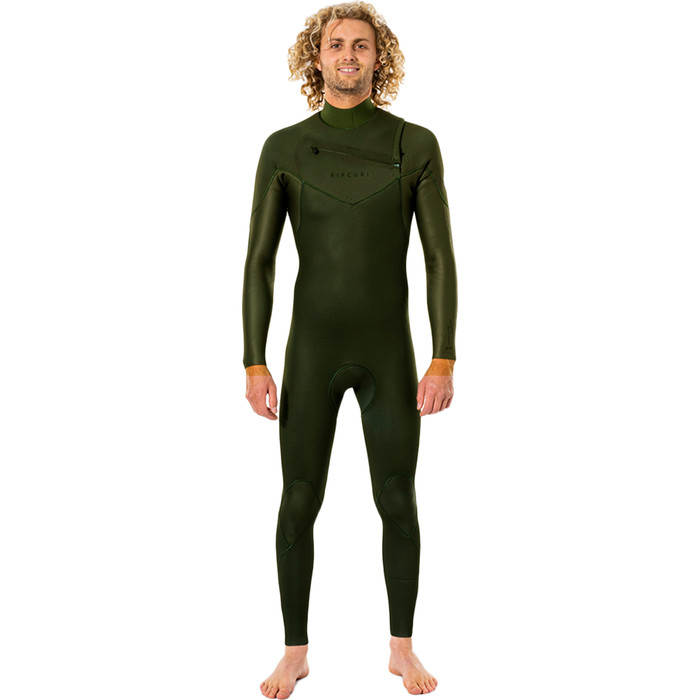 2022 Rip Curl Mens Dawn Patrol Eco 4/3mm Chest Zip Wetsuit WSM9WV Green Wetsuit Outlet